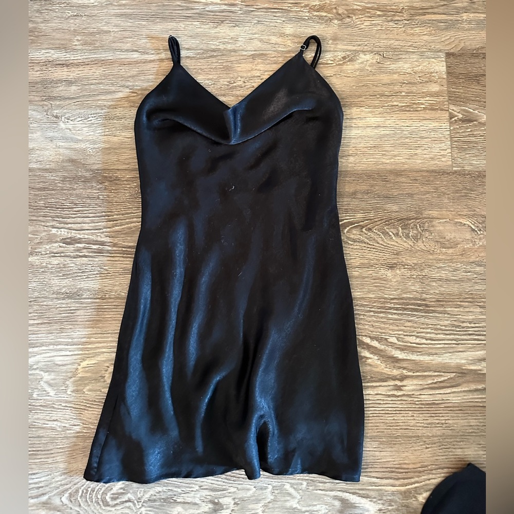 ALTARD STATE cowel neck black silk slip dress size small